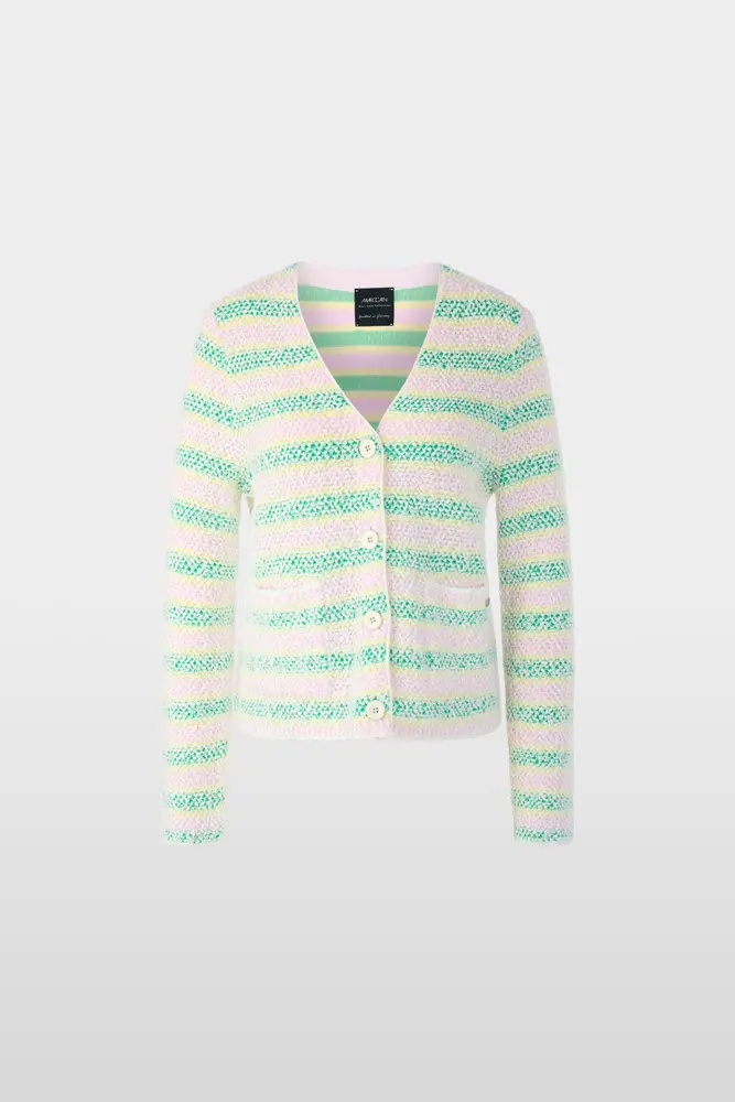 Stylish cardigan made from high-quality organic cotton blend, smooth knit on the inside, soft bouclé look on the outside