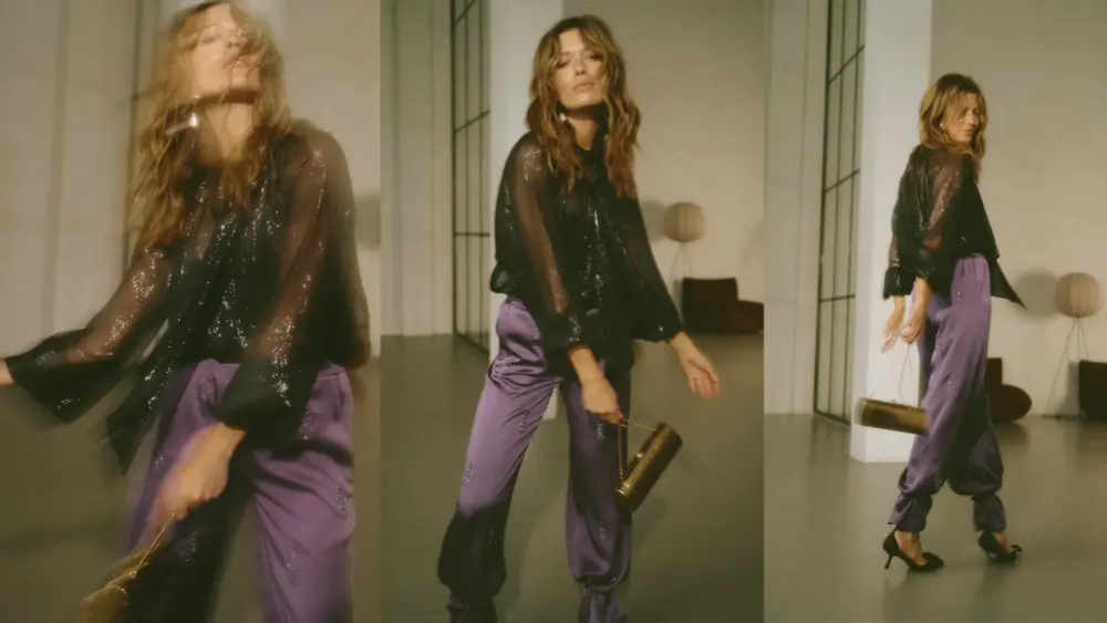 Black glitter cardigan with black glitter skirt