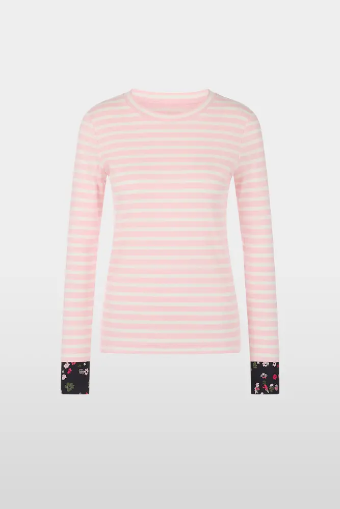 Long-sleeved shirt with striped look