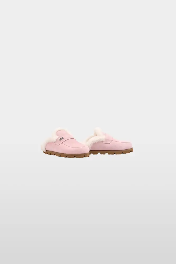 Suede slippers with lambskin lining