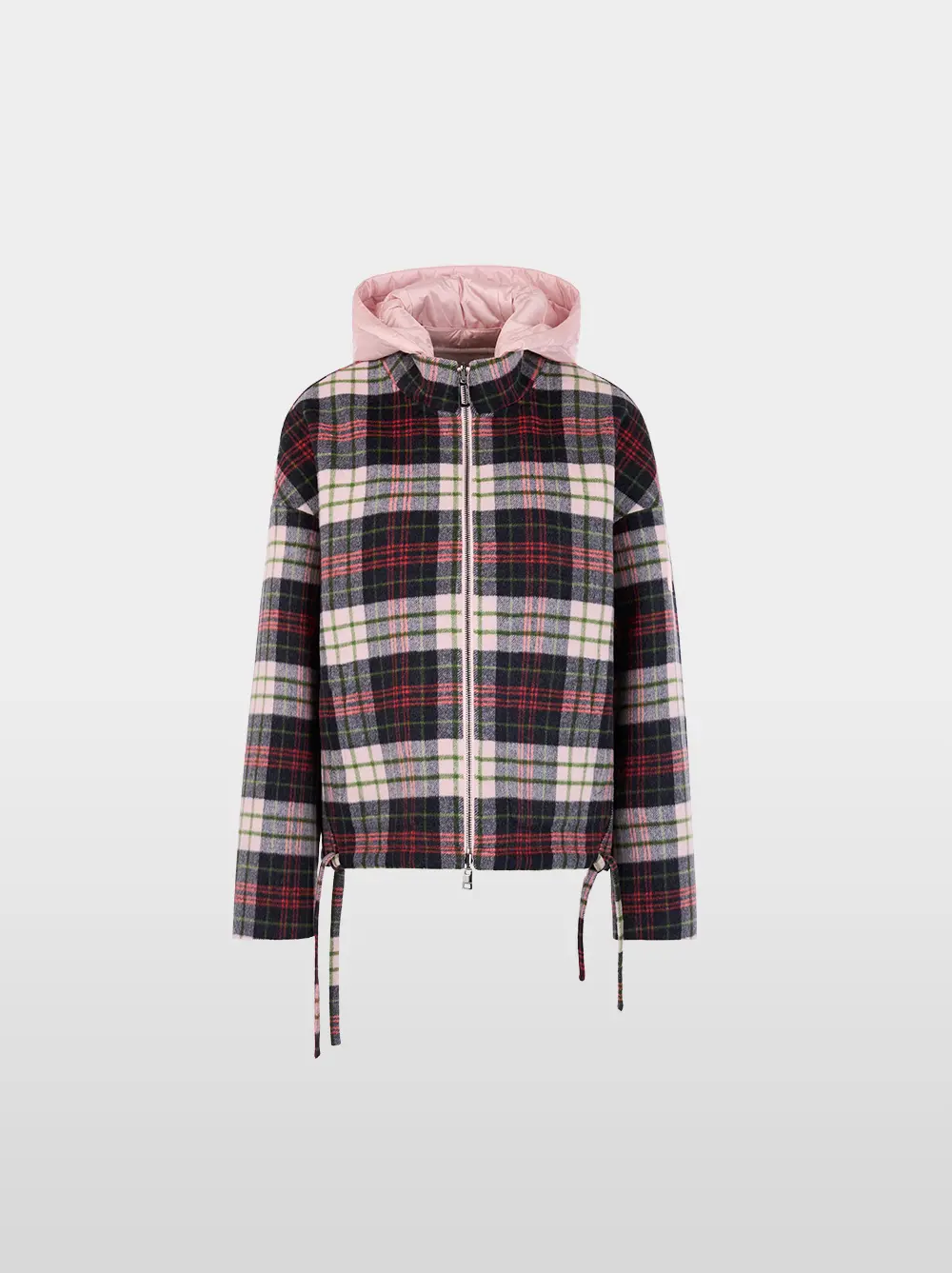 Reversible jacket with quilted hood