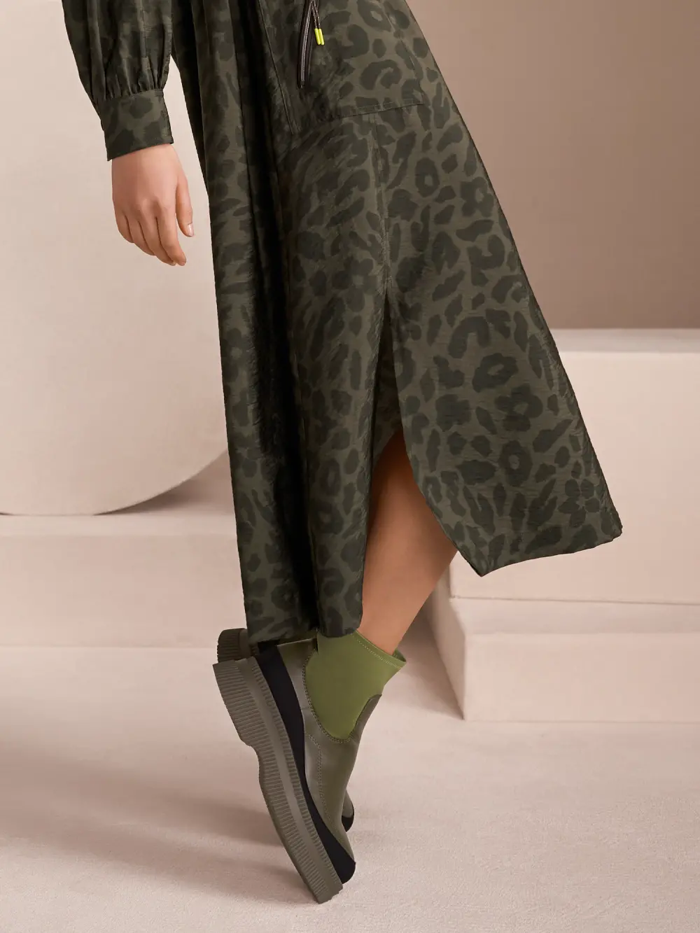 Bottines à enfiler en mélange de matières