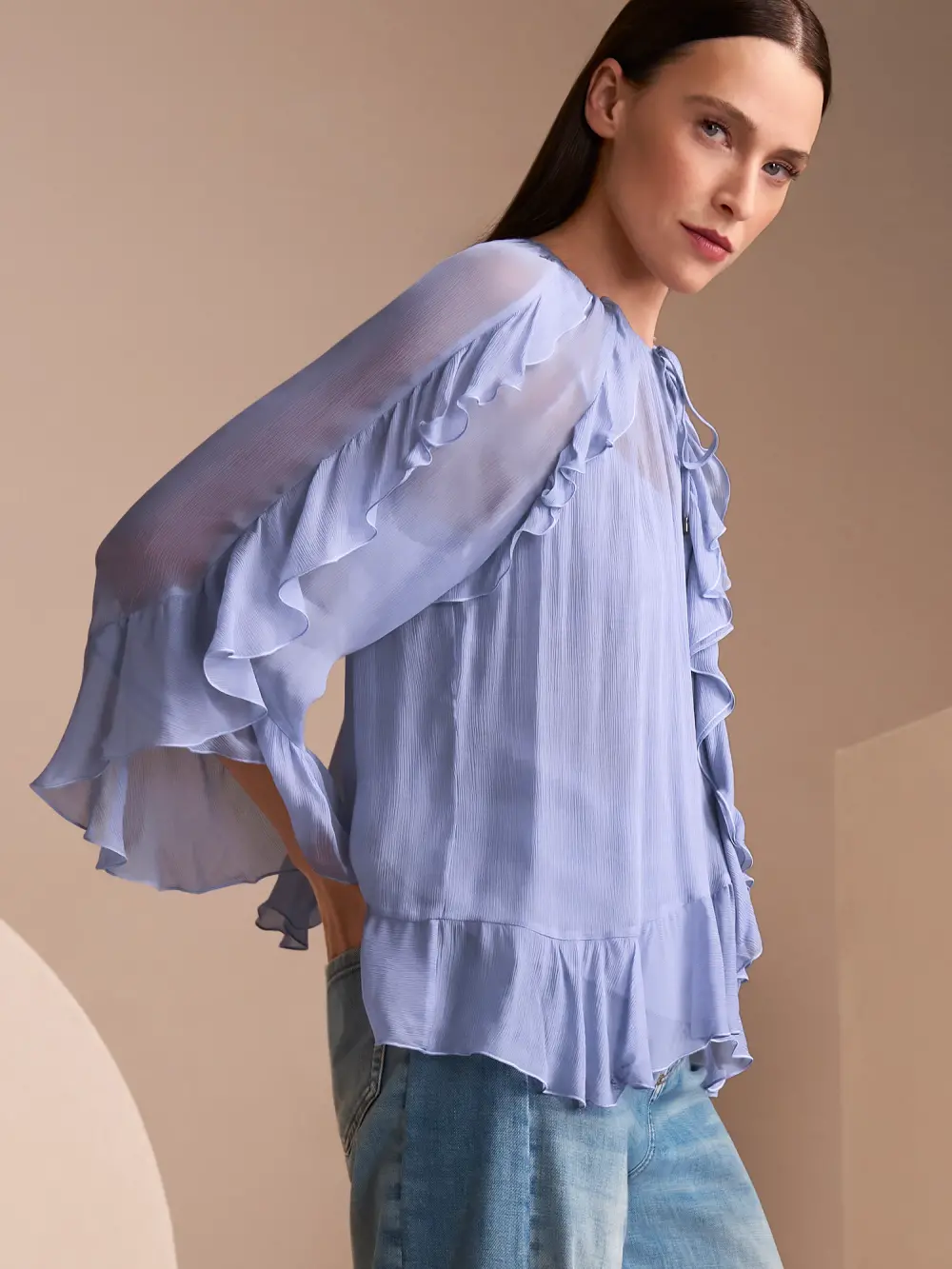 Blouse met volants in bohostijl