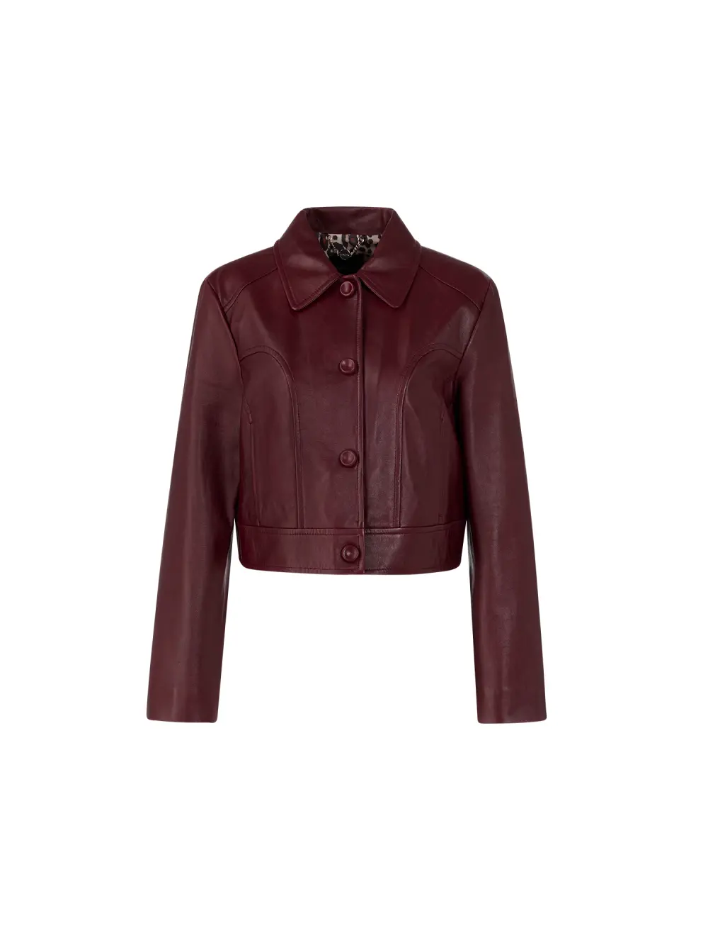 Veste courte en cuir avec col