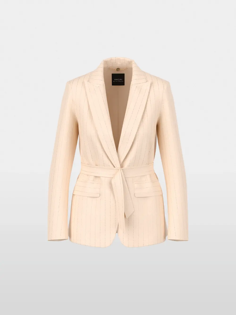 Blazer à fines rayures avec ceinture à nouer