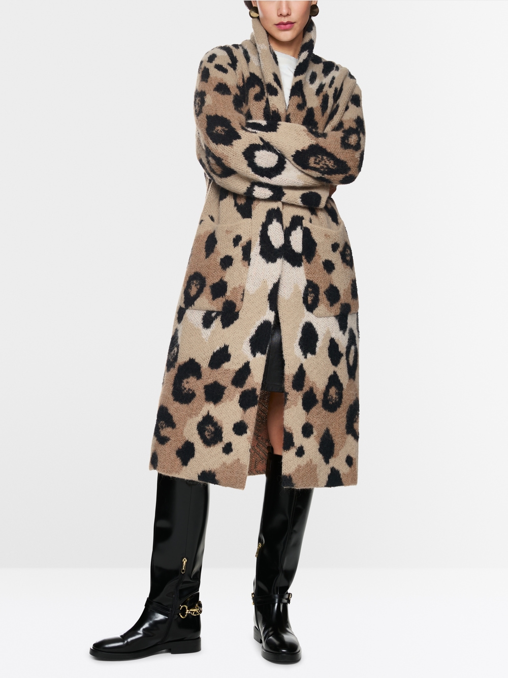 Knitted in Germany leo print cardigan