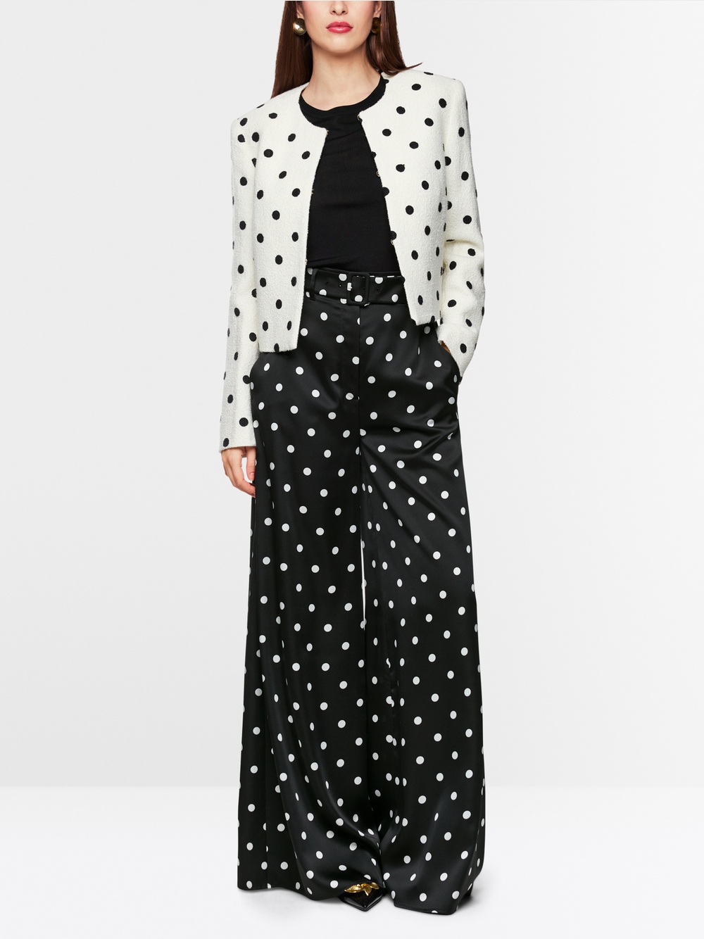 Marc Cain Washington Woven Structure Wide Leg Trouser Oatmeal 616