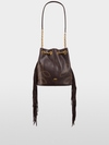 Bucket bag with studs and fringing