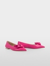 Leather flat ballerinas with calla lily