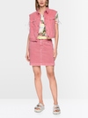 Mini denim skirt with open hem