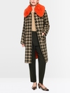Houndstooth coat with faux fur collar