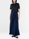 Maxi dress with sequins and pleats