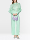 Puff-sleeve blouse with fabric buttons