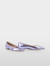 Metallic calfskin lace ballerina flats