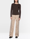 Long-sleeved buttoned openwork top