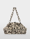 Knitted clutch bag with leopard print