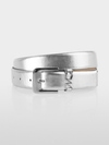 Leather belt in silver