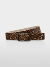 Leather belt with leopard print