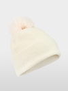 Wool hat with faux fur pompom