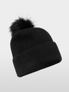 Wool hat with faux fur pompom