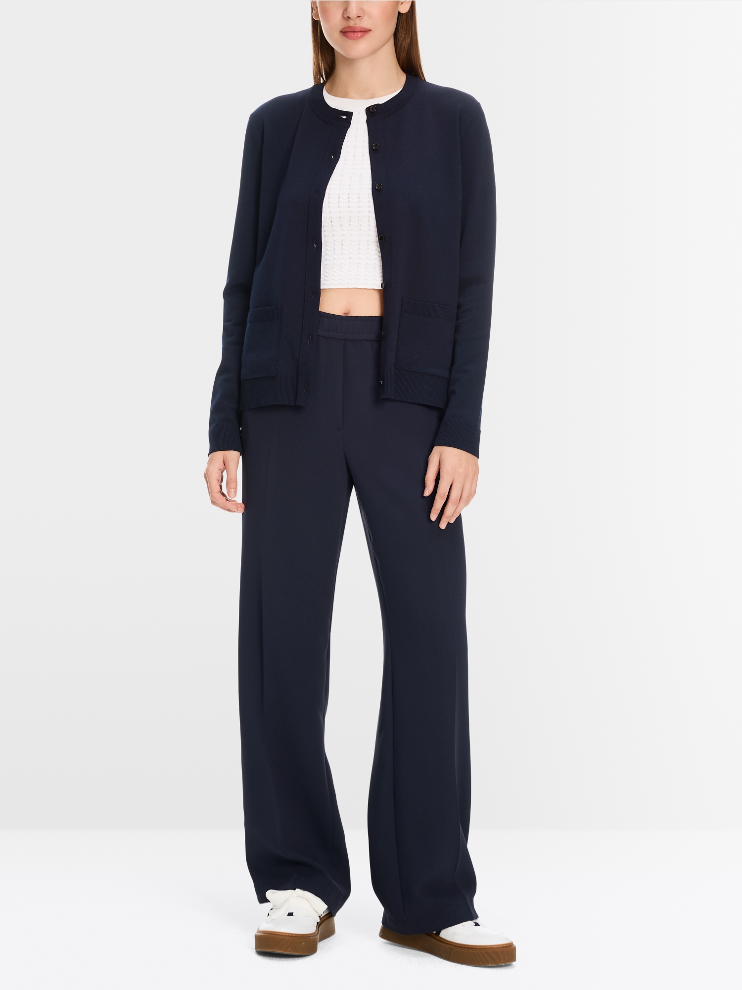 Marc Cain S Collections Knitted Navy Coat RC 11.04 M04 COL 395