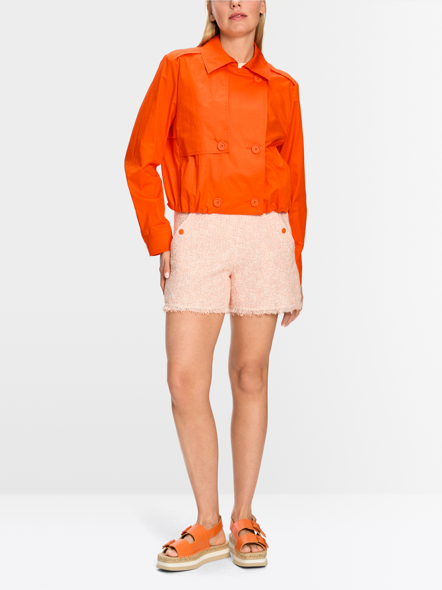 Marc Cain Sport Patch Pocket Cropped Zip Jacket With Stripe Trim Black