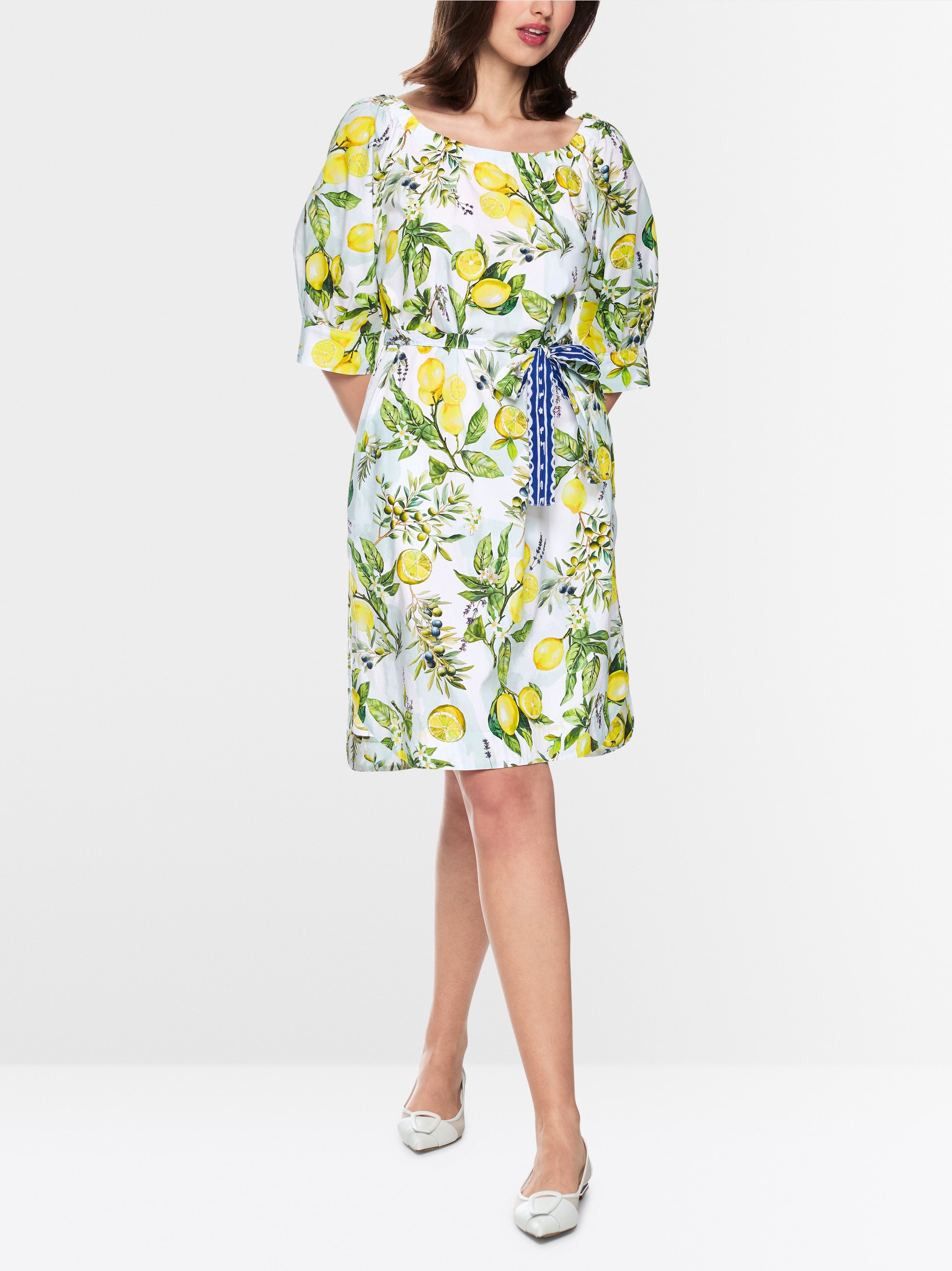 Print dress with Carmen neckline