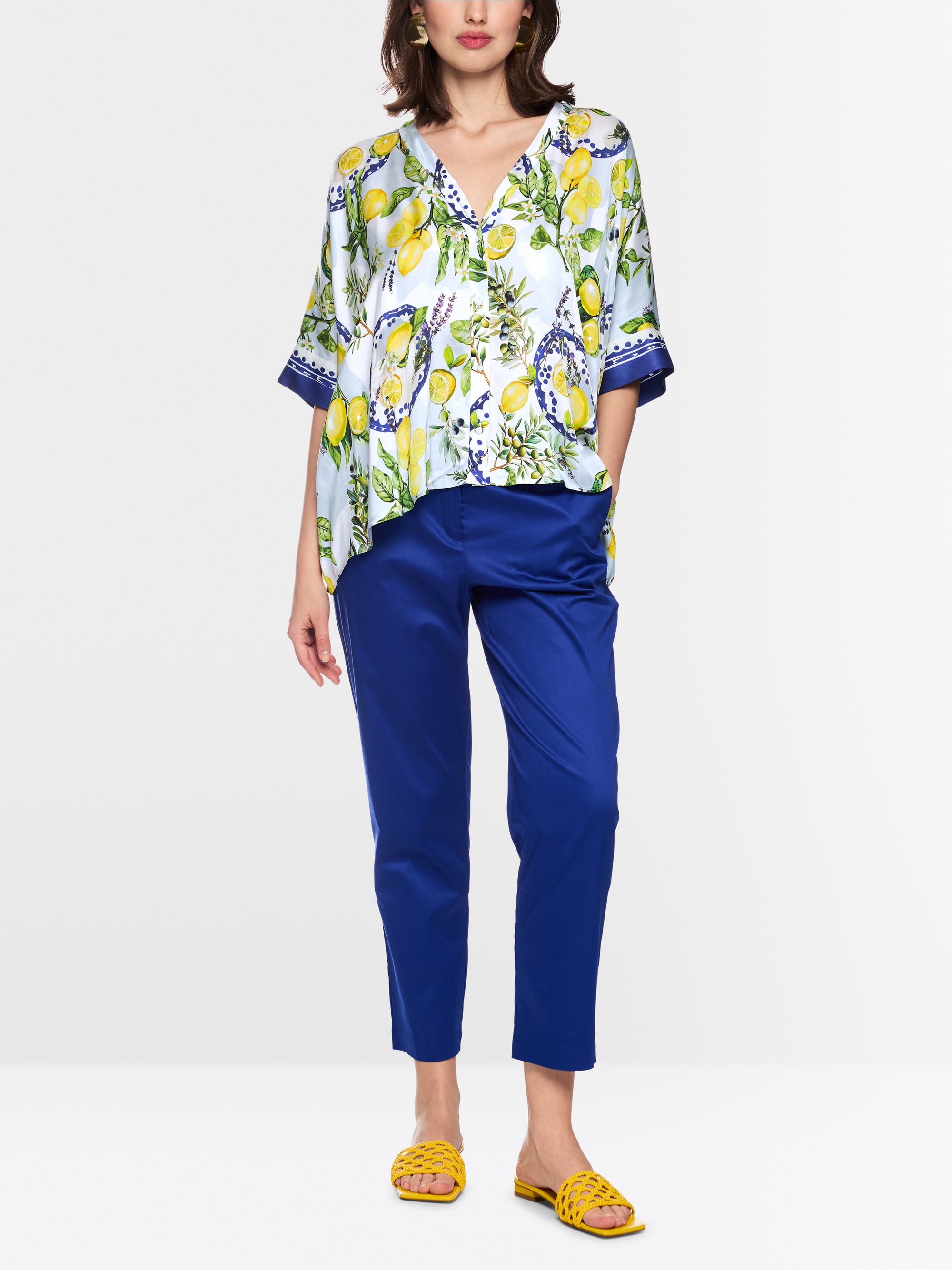 Viscose blouse with Mediterranean print