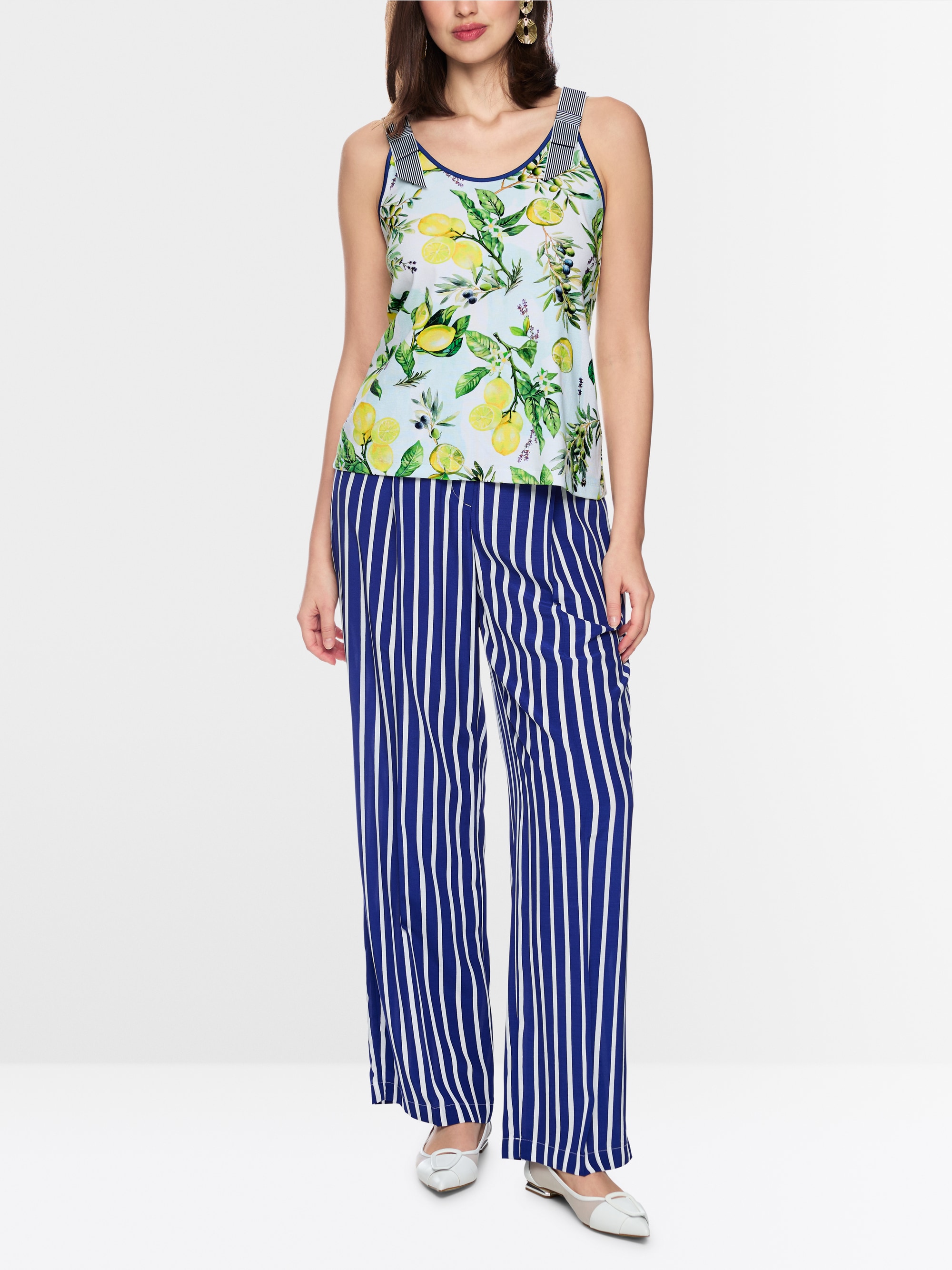 Stretch cotton top with lemon print