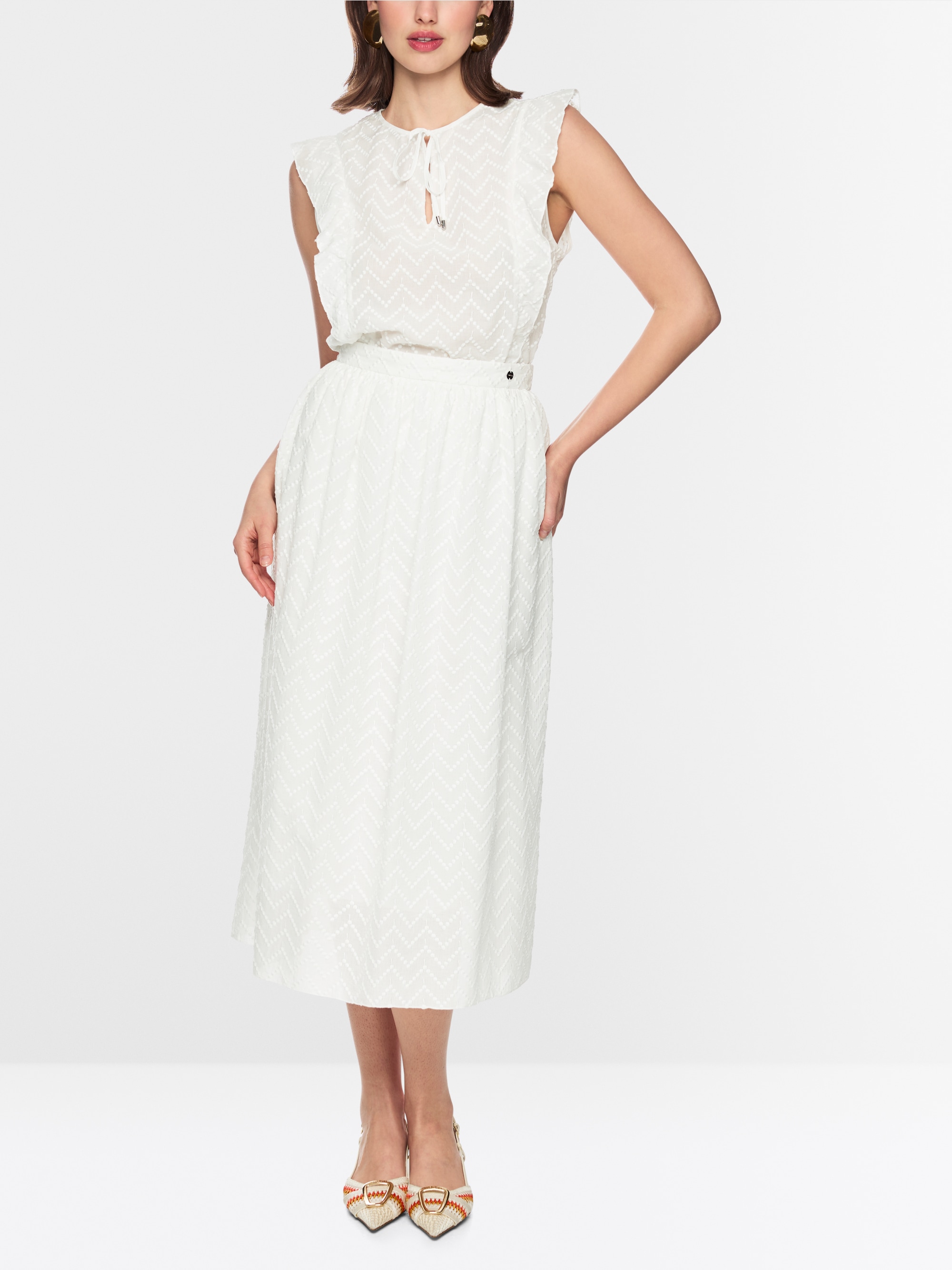 Pleated skirt in cotton blend