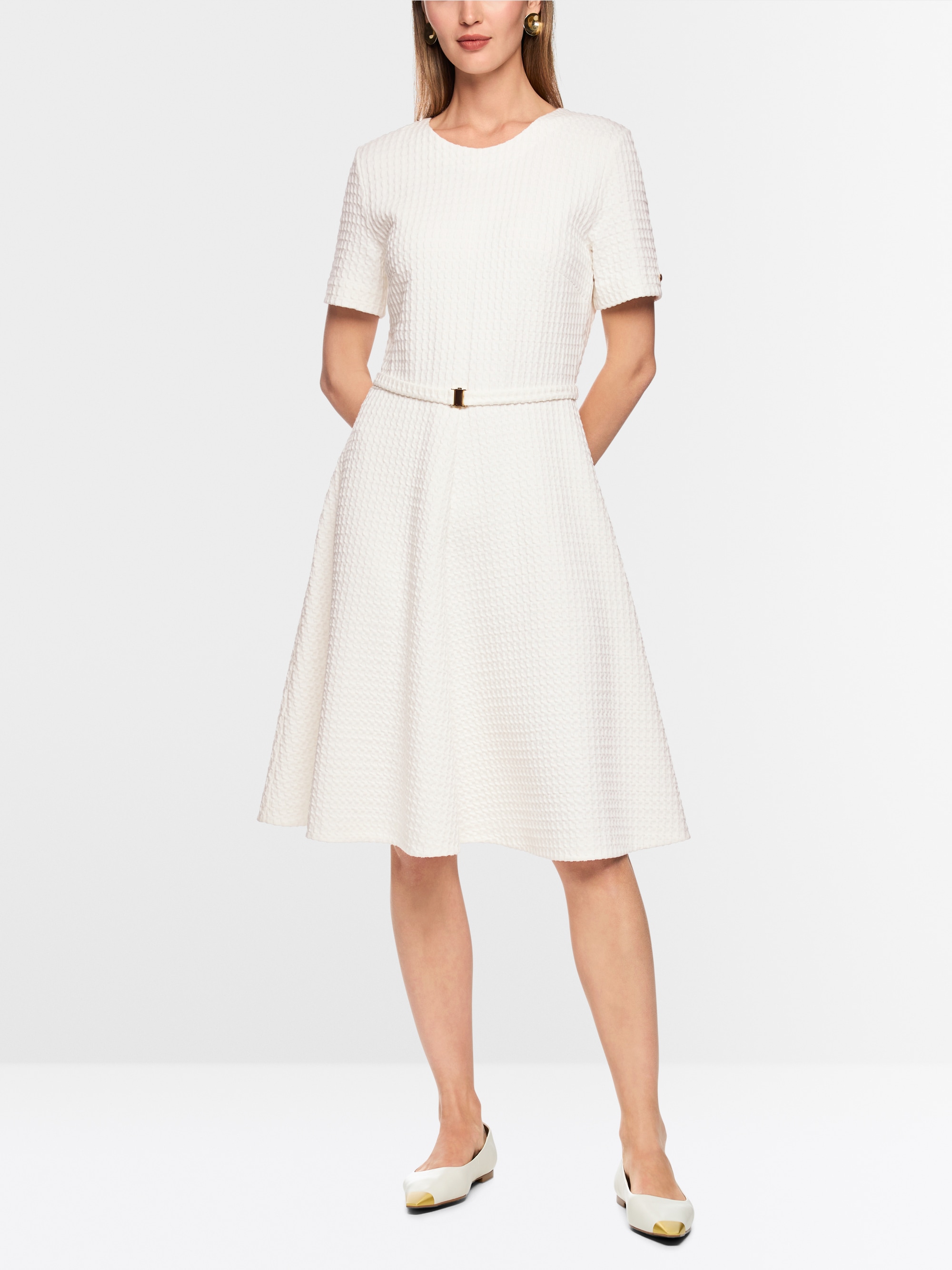 Robe mi-longue en piqué gaufré