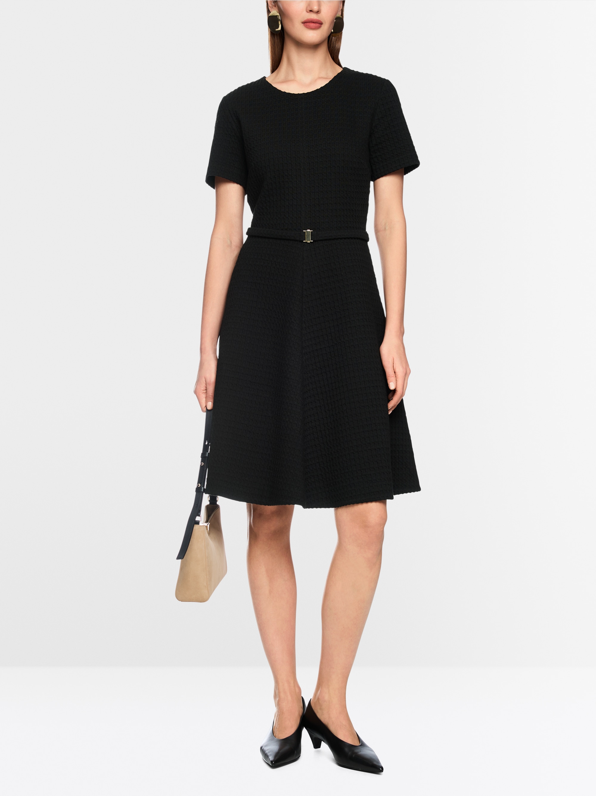 Knee-length waffle piqué dress