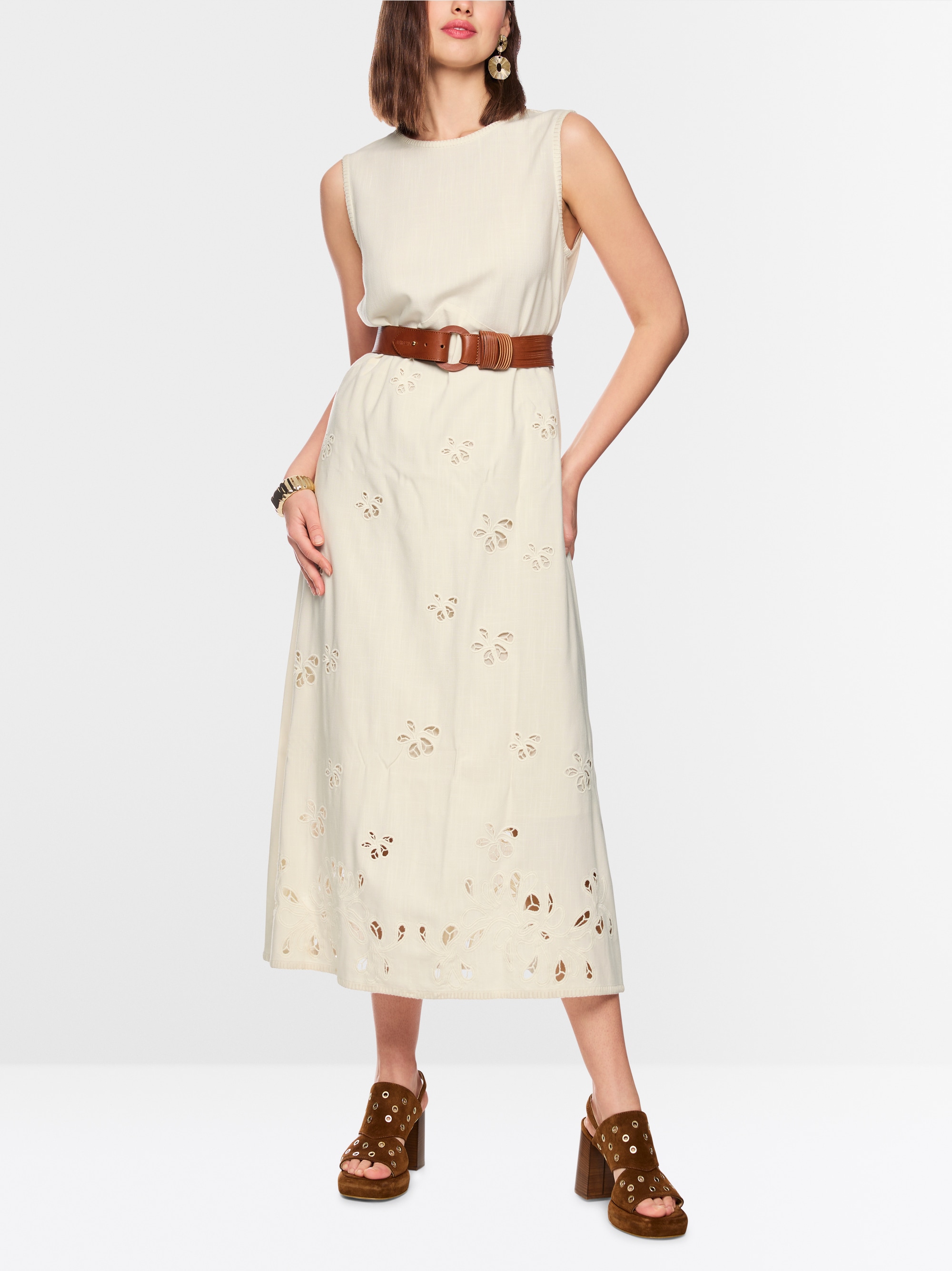 Maxi dress with broderie anglaise
