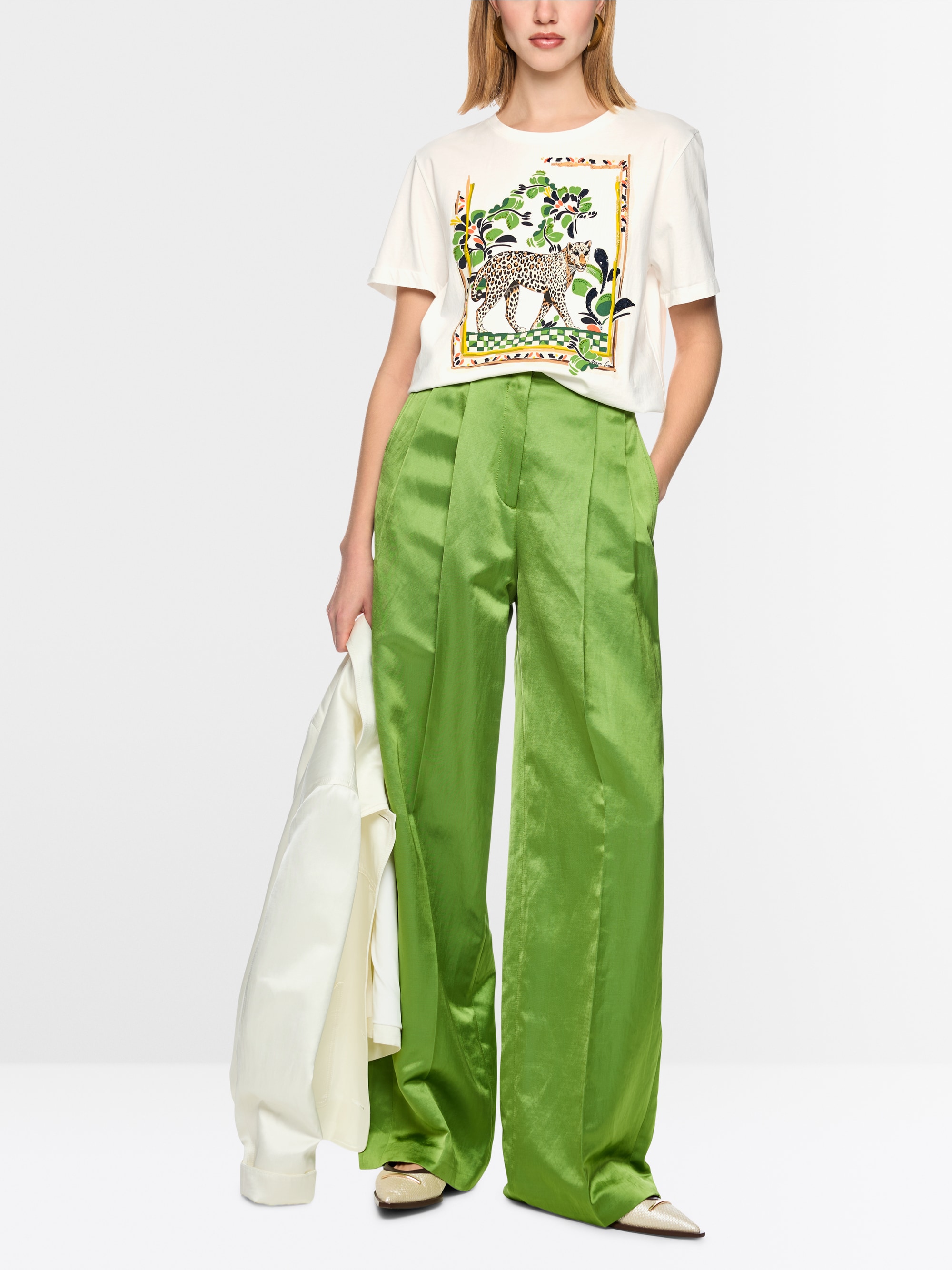 Cotton T-shirt with leopard motif