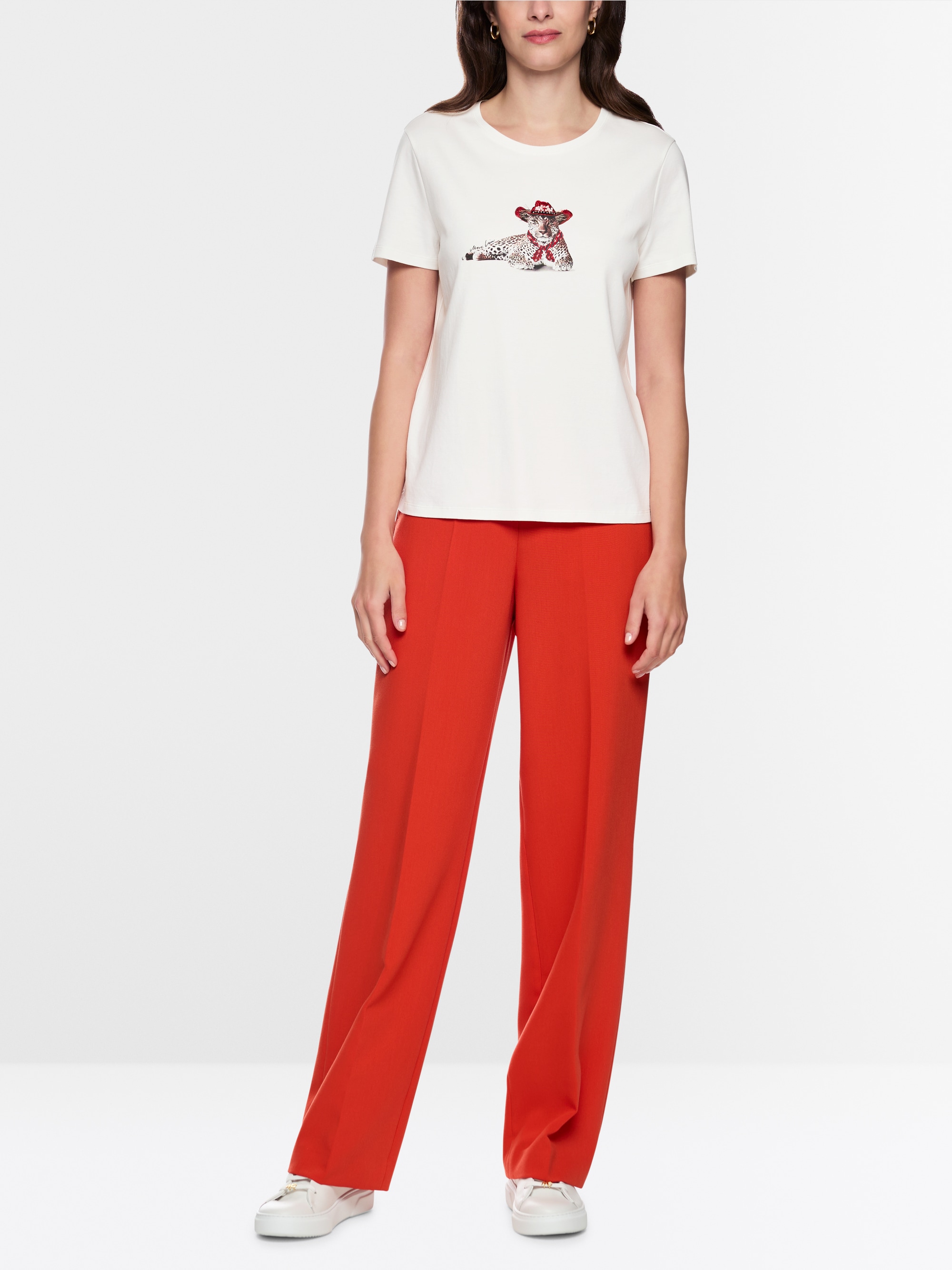 Cotton shirt with leopard motif