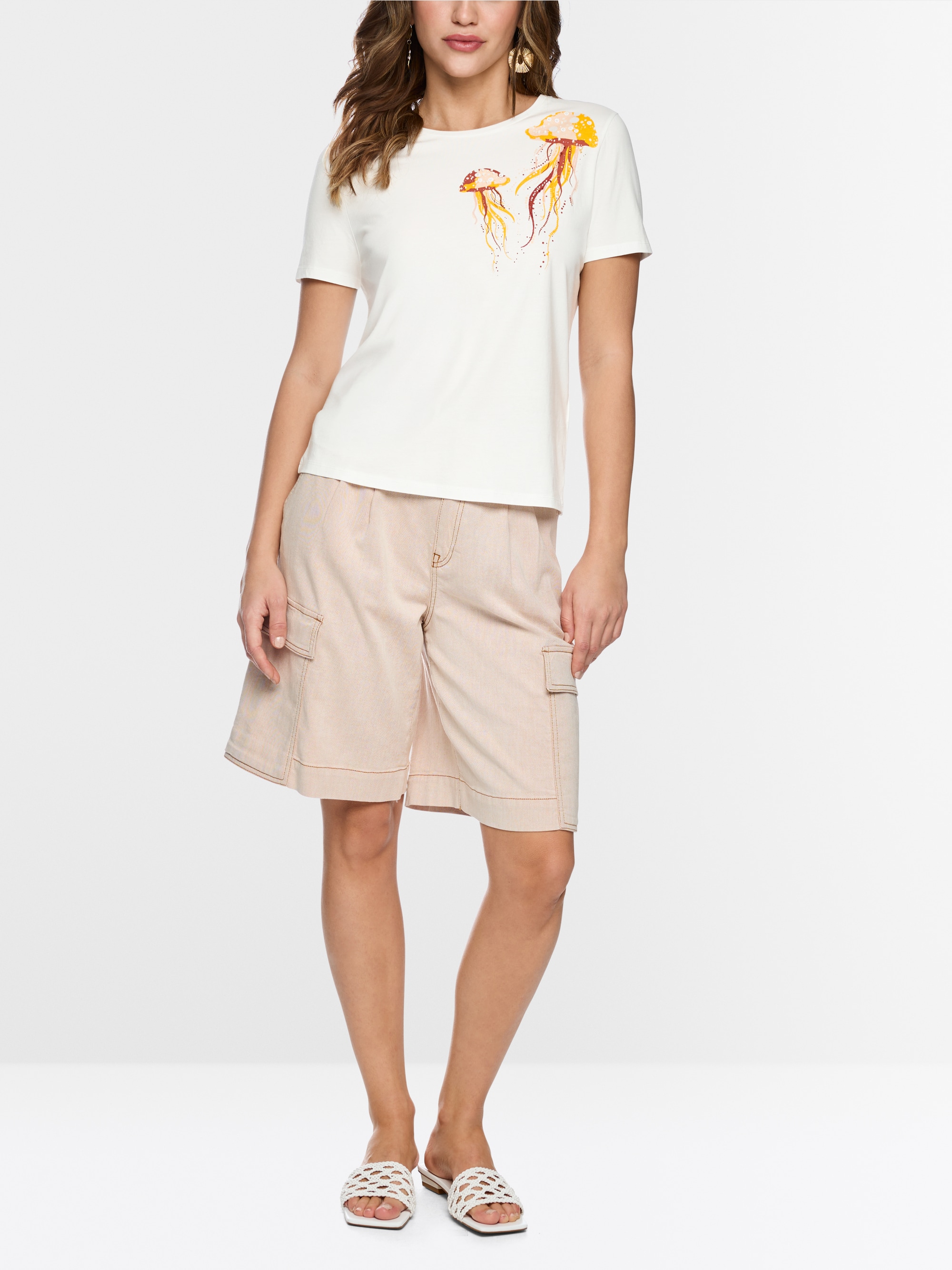 Cotton shirt with jellyfish motif