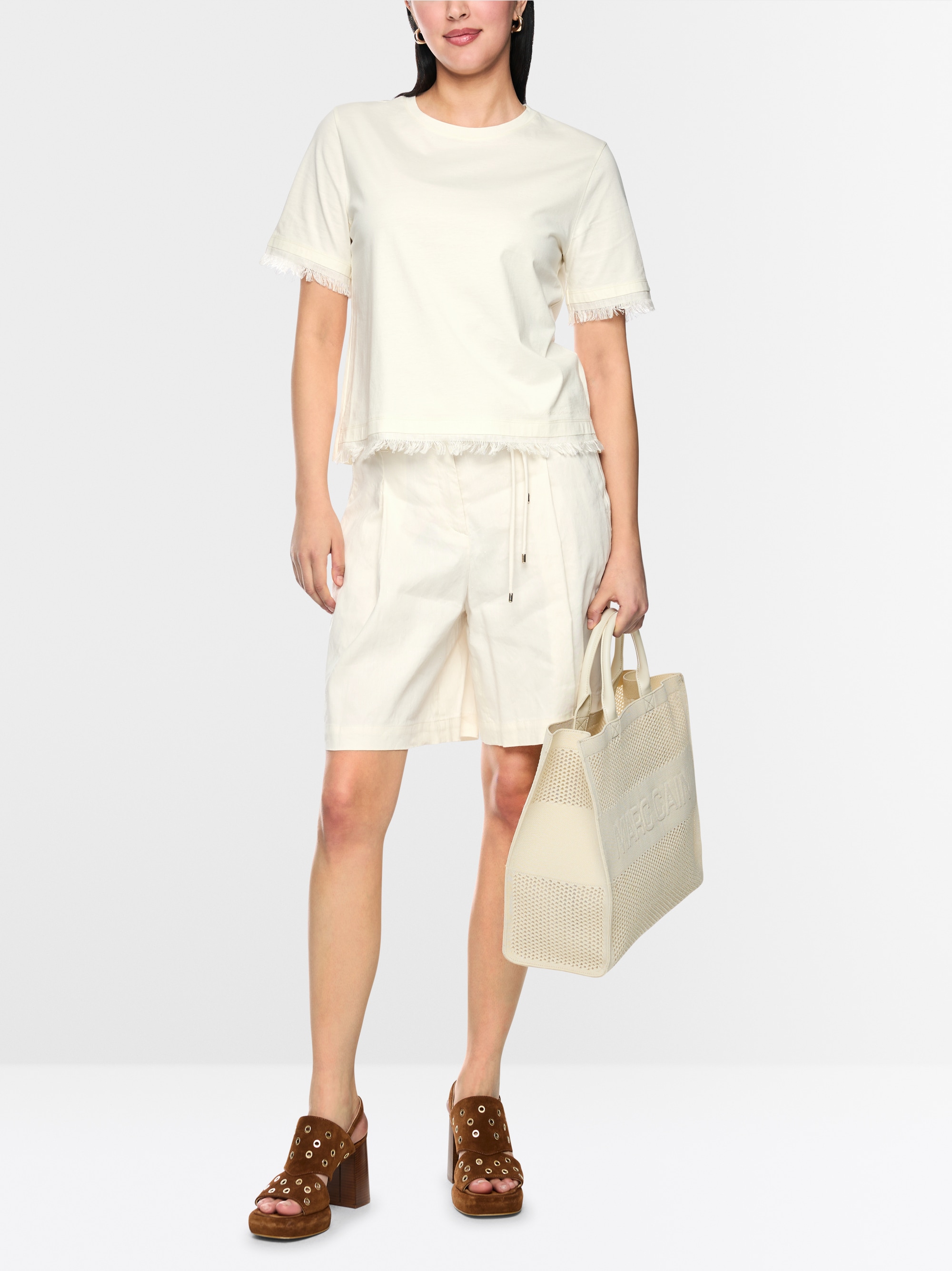Cotton shirt with fringe