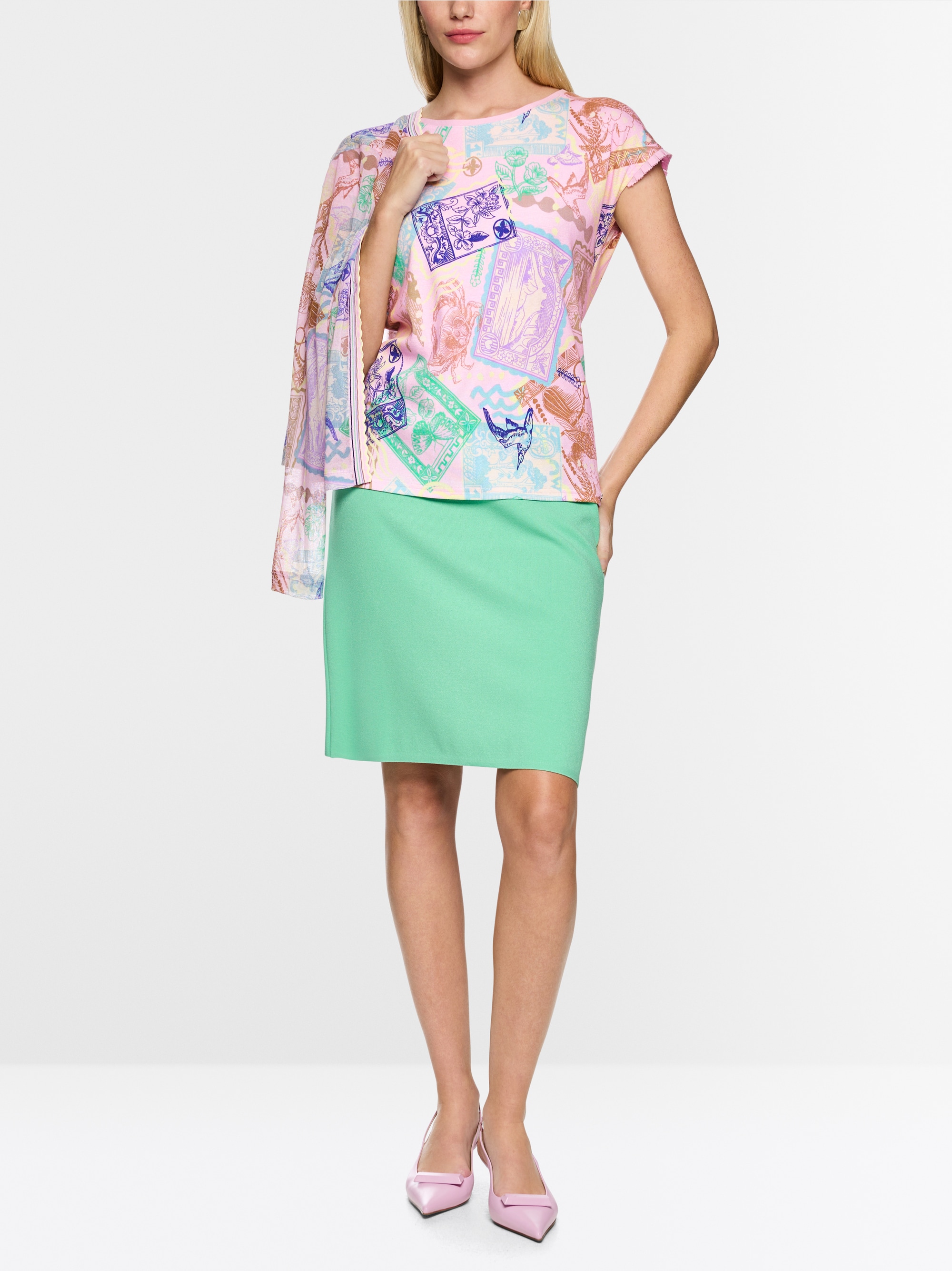 Chemise en coton stretch avec imprimé estampillé