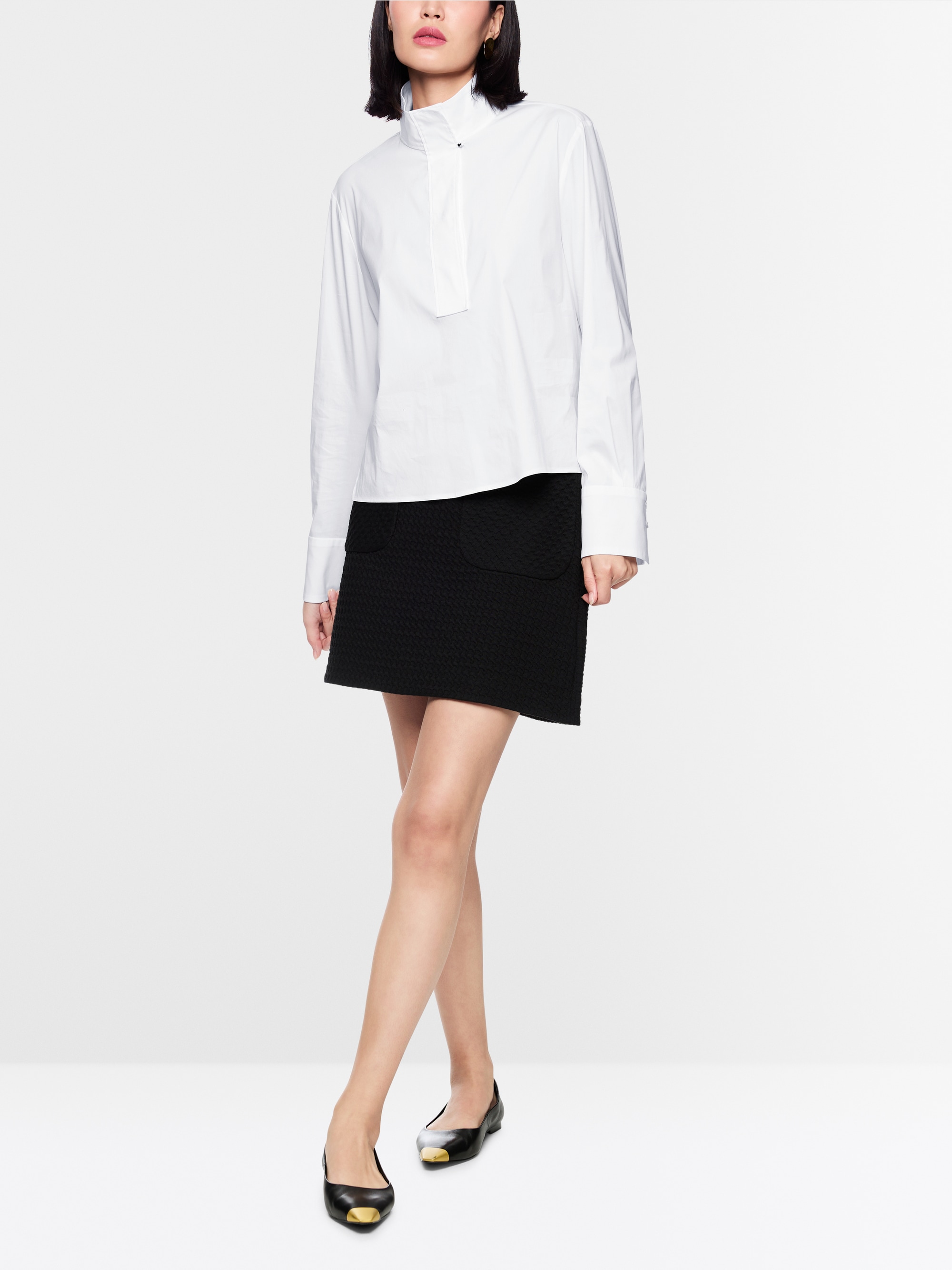 Blouse shirt with stand-up collar