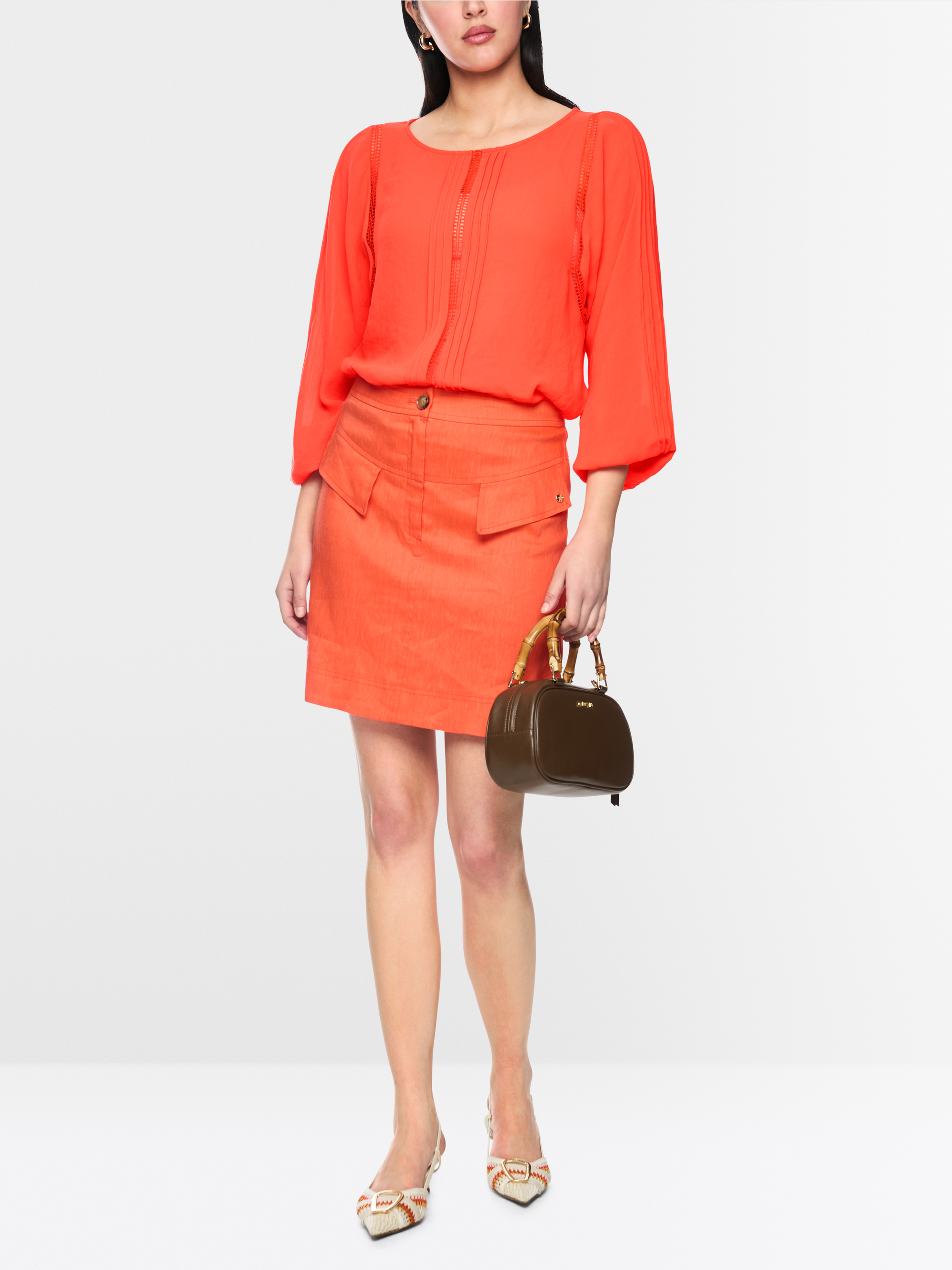 Blouse with lace and pintucks