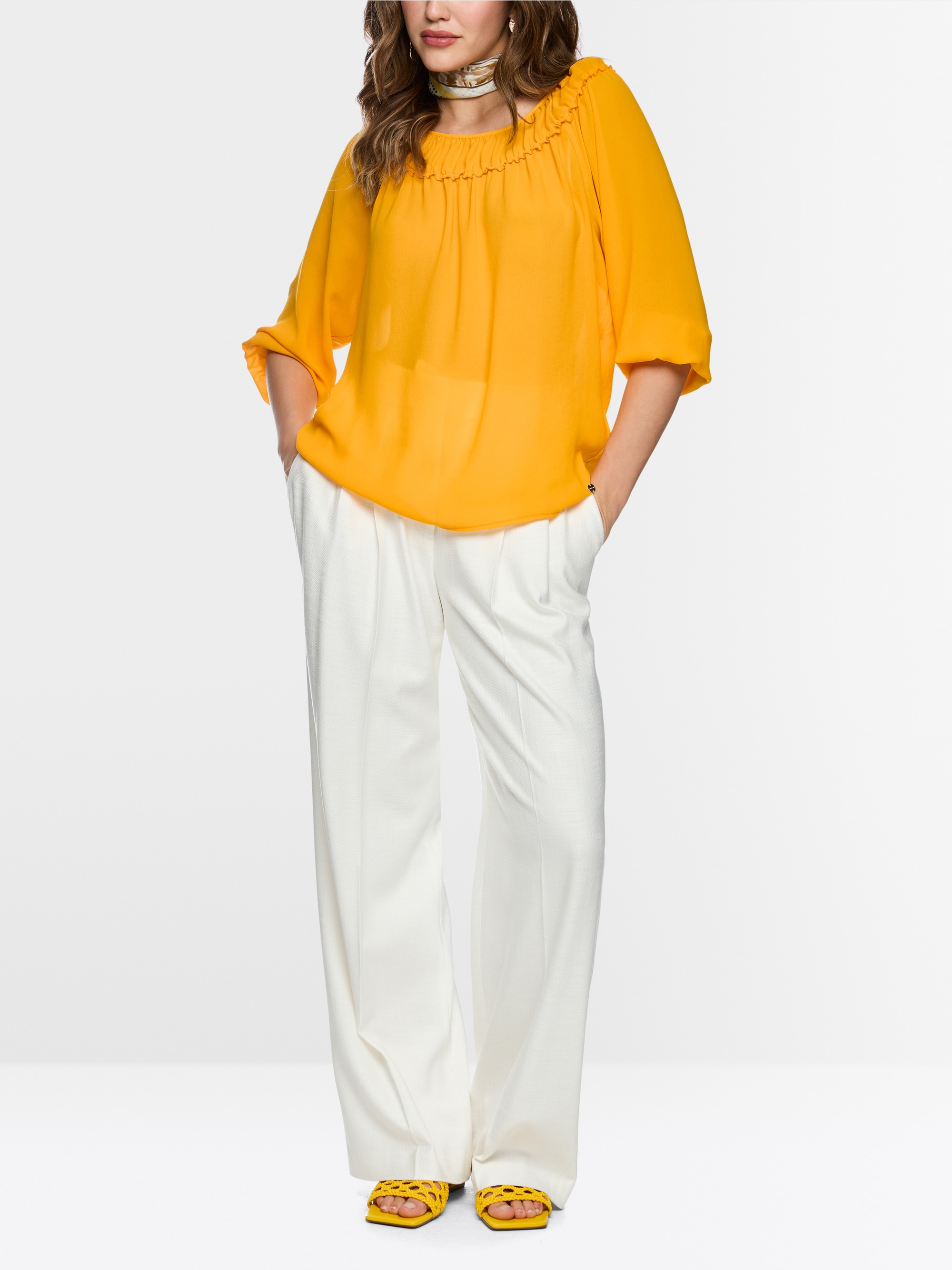 Blouse with Carmen neckline