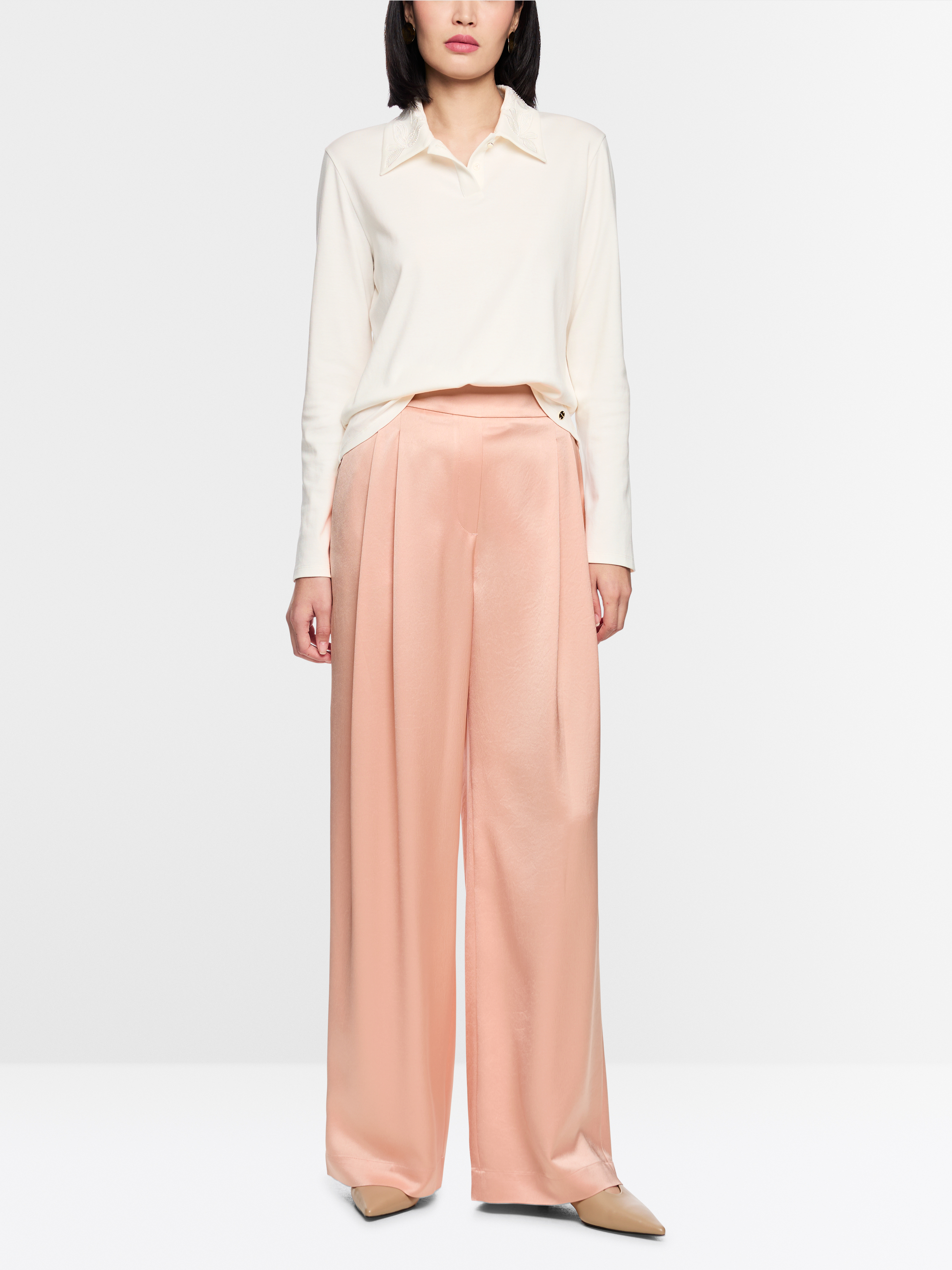 Long-sleeved cotton polo shirt