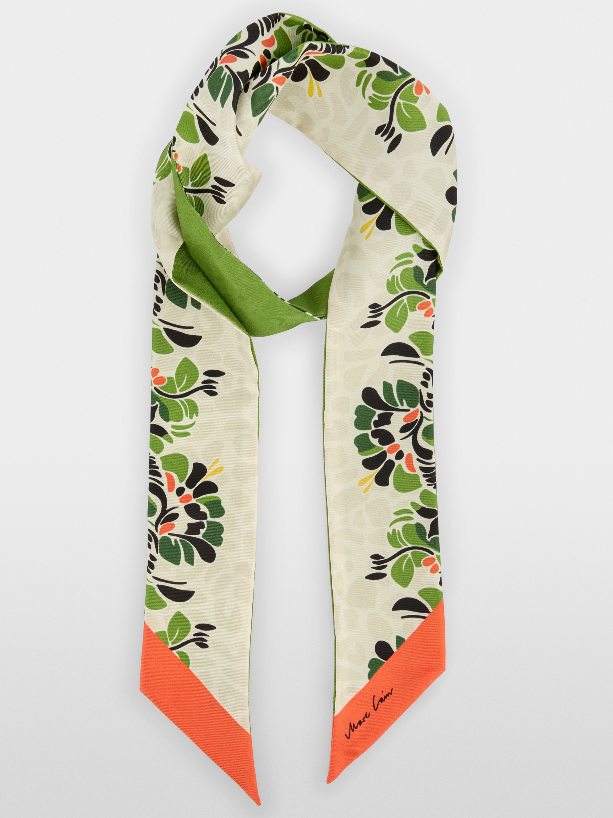 Narrow silk scarf with print mix