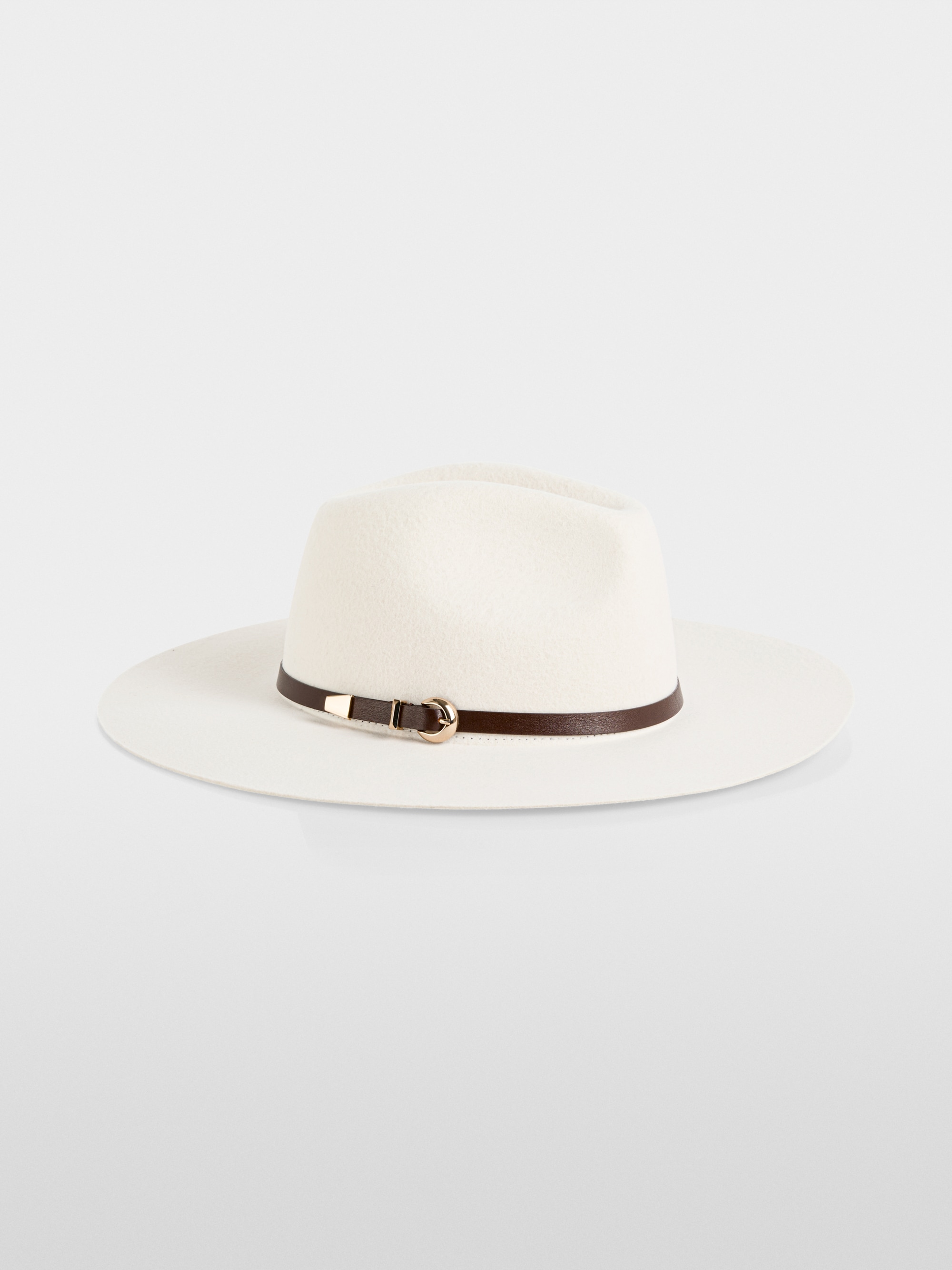 Wool fedora hat with leather band
