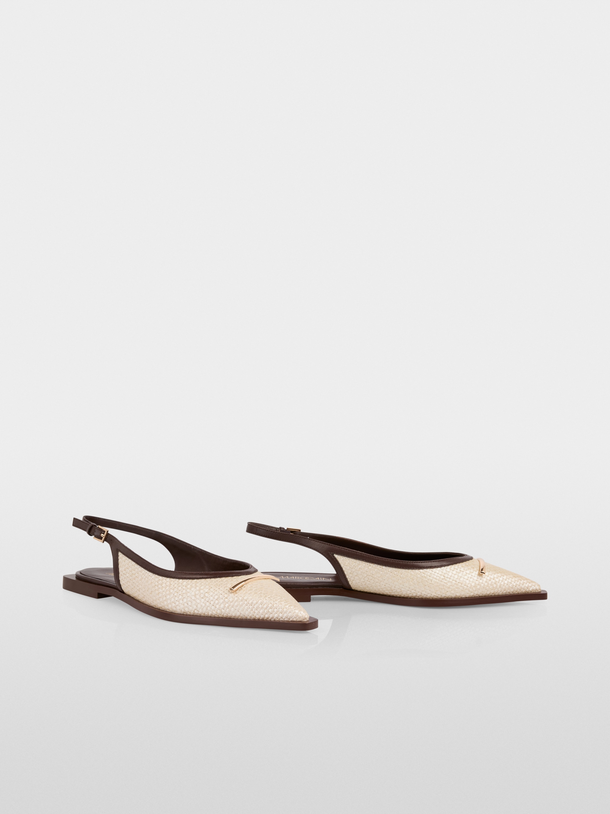 Slingback raffia mix ballerinas
