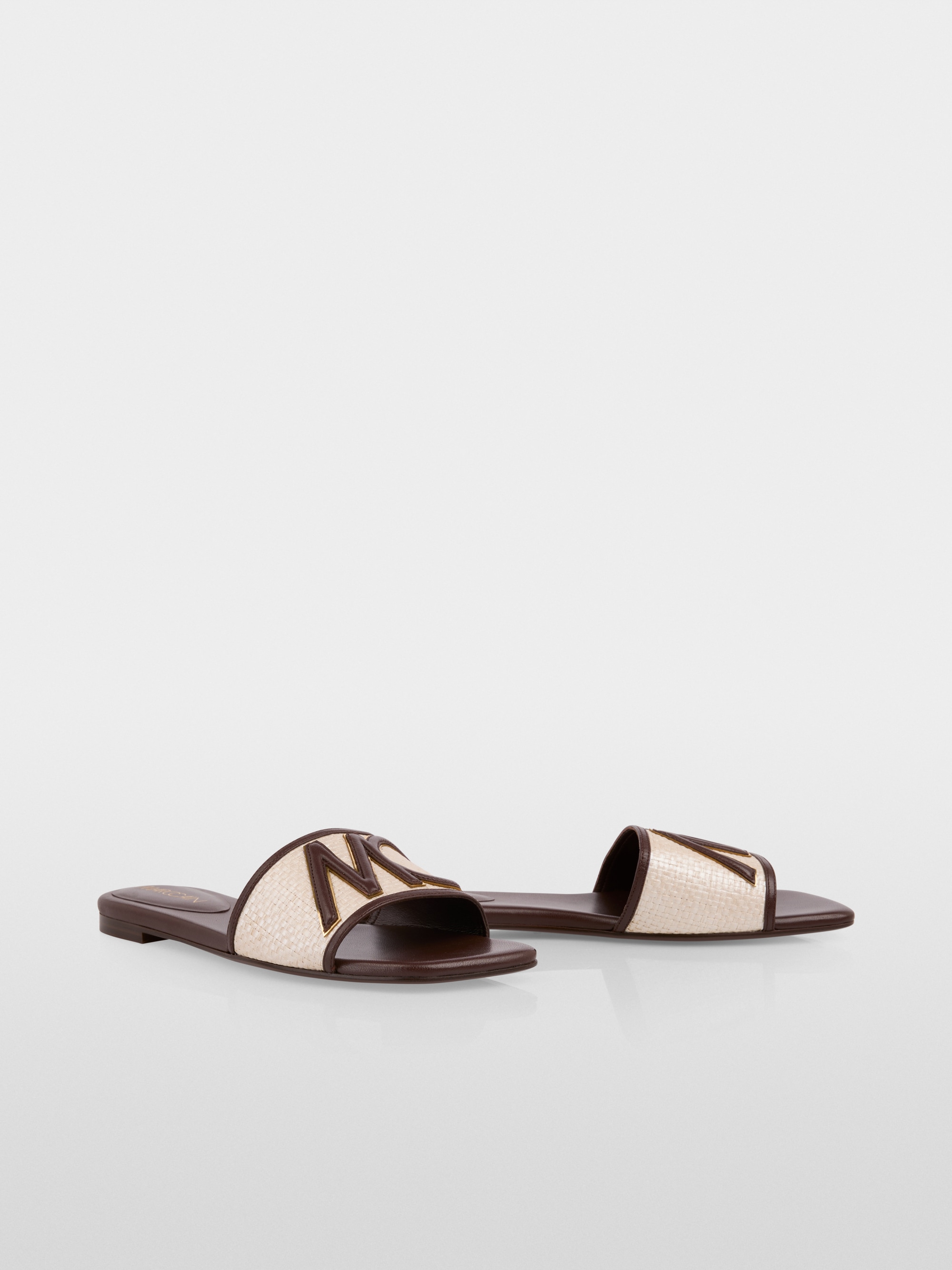 Flat raffia mix sandals