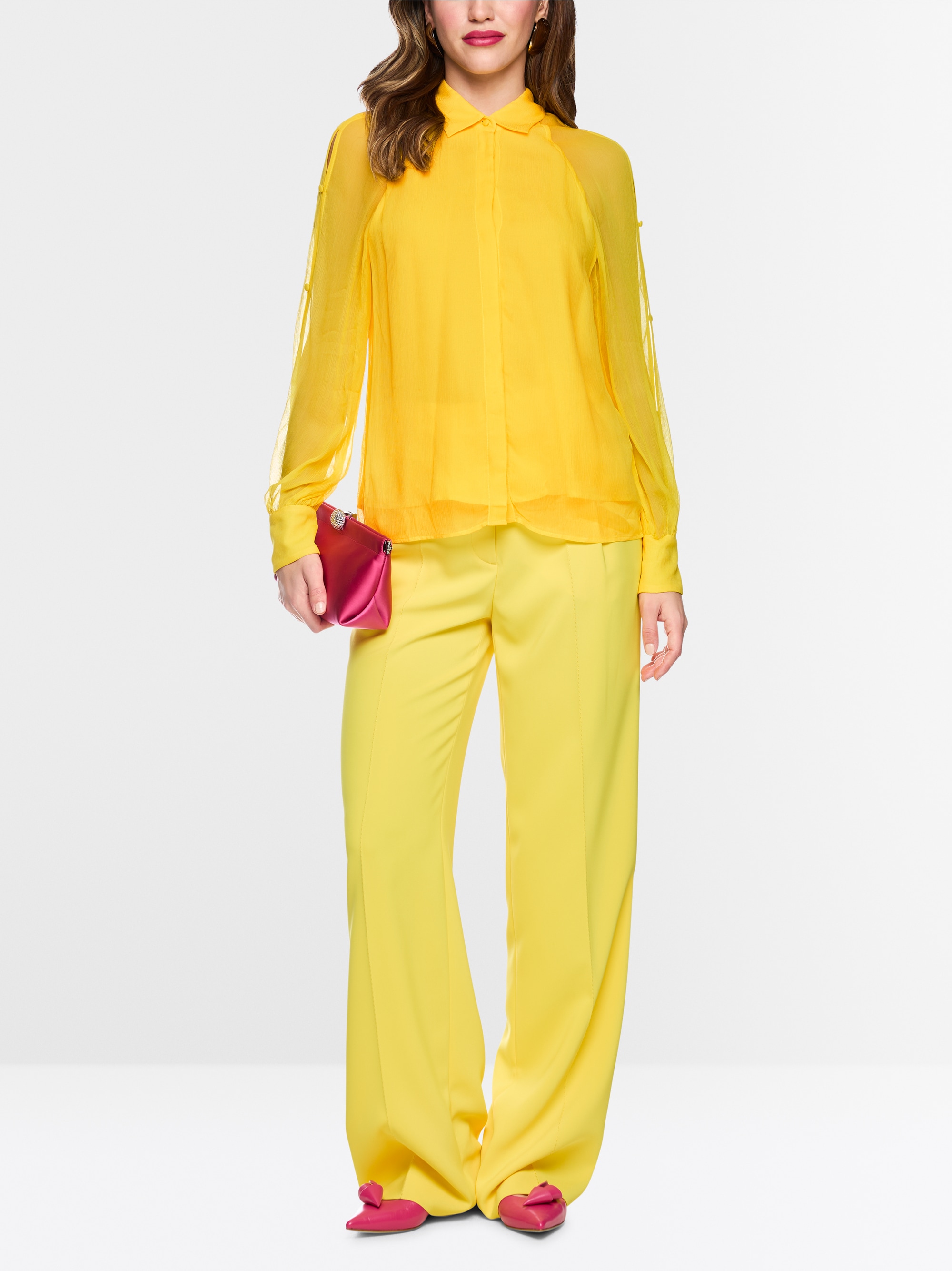 Double-layer cut-out viscose blouse