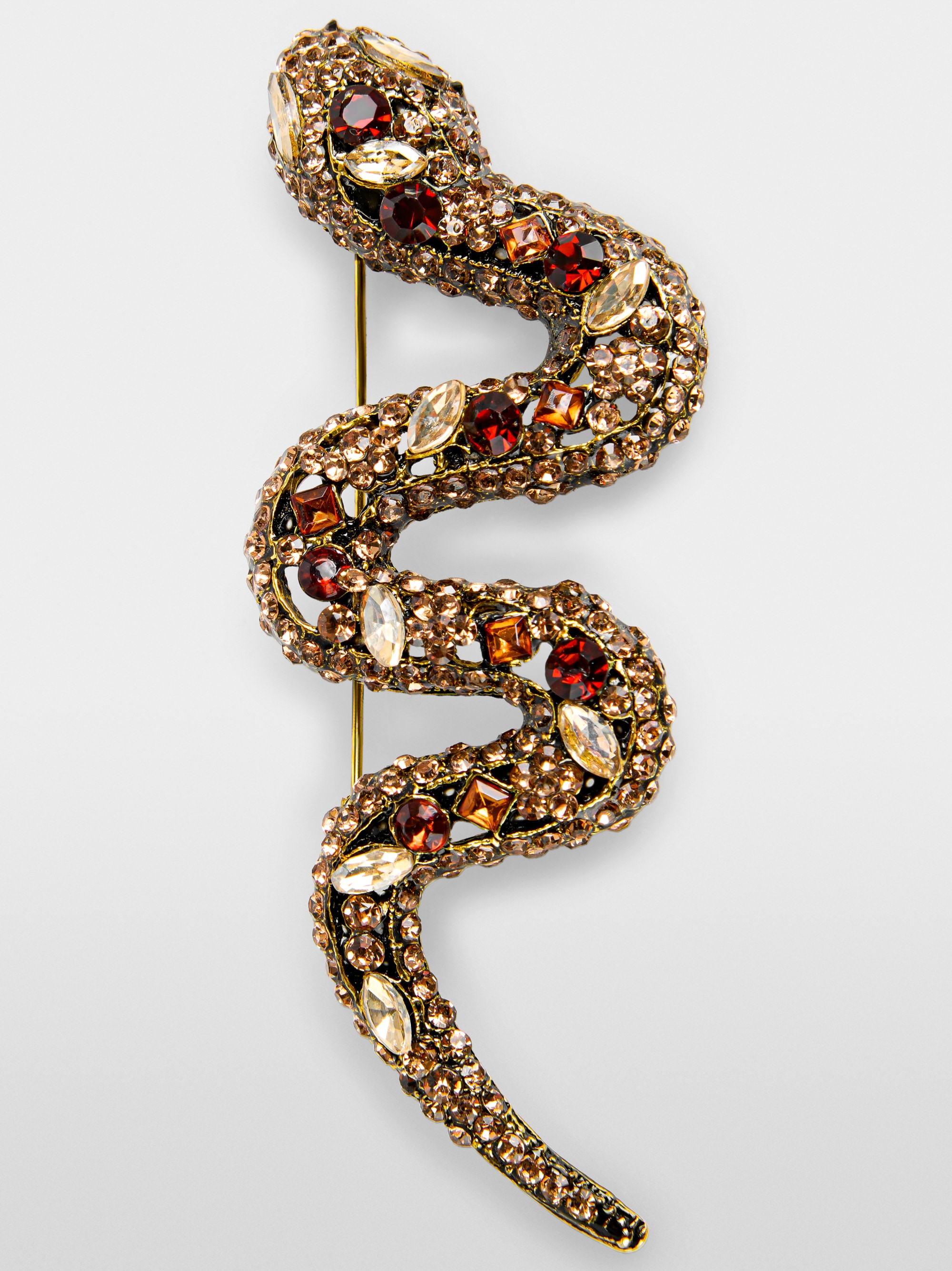 Snake brooch with gemstones