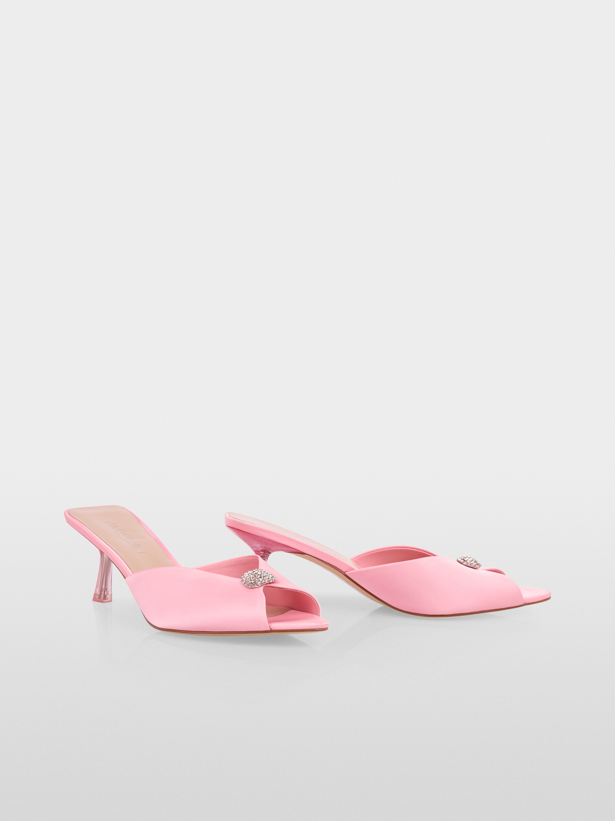 Satin mules with crystals