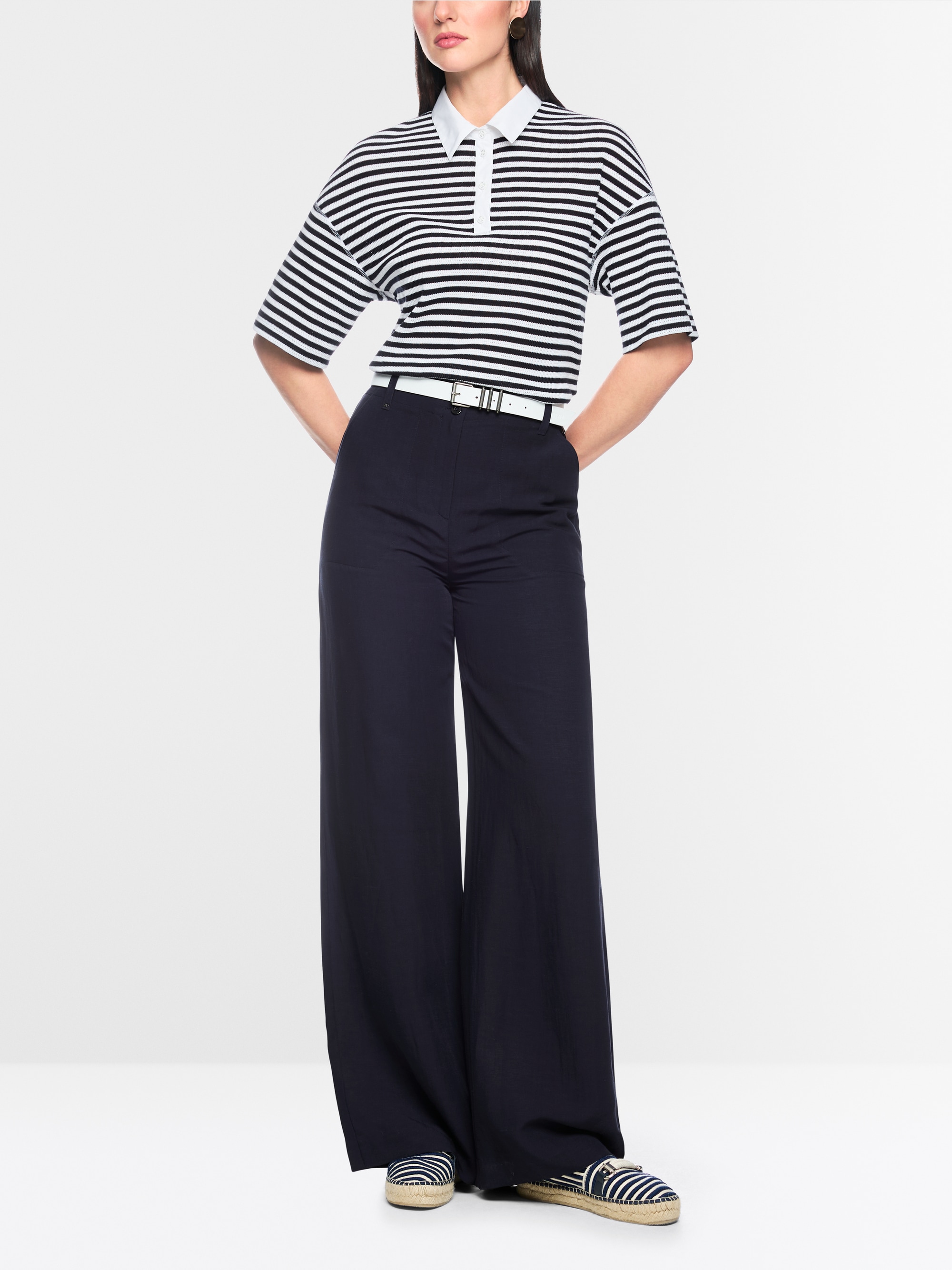 WAUKEE viscose-linen blend trousers